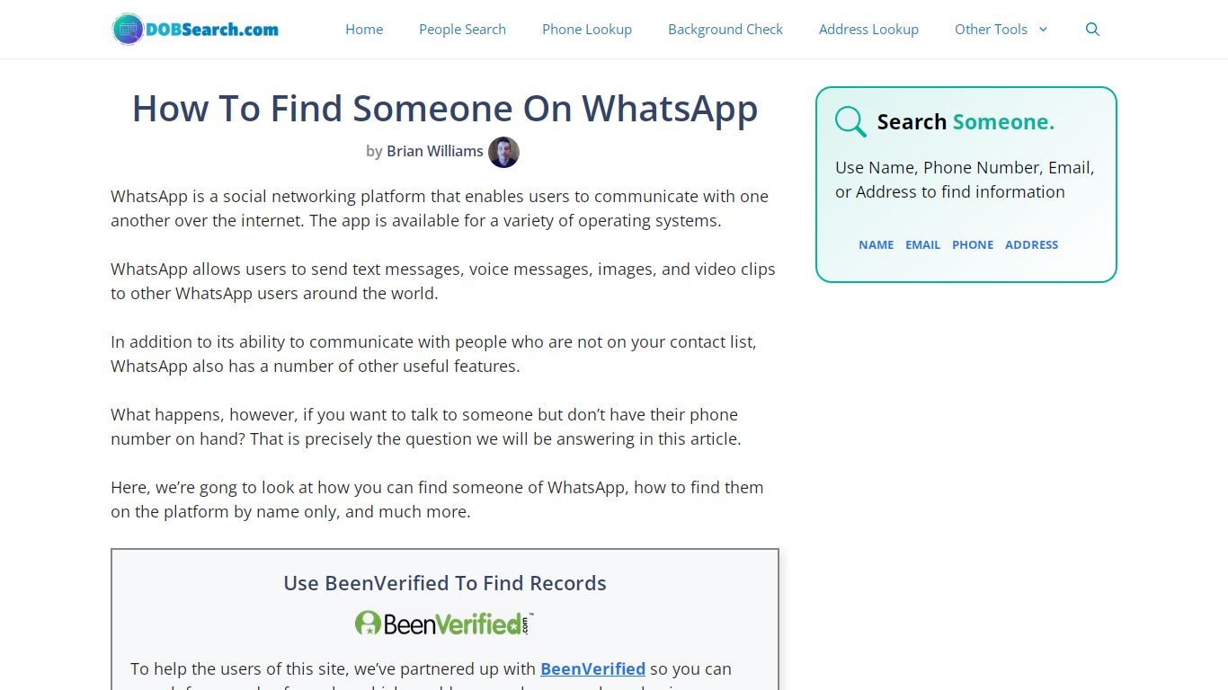 How To Find Someone On WhatsApp: Phone Number Lookup - DOBSearch.com